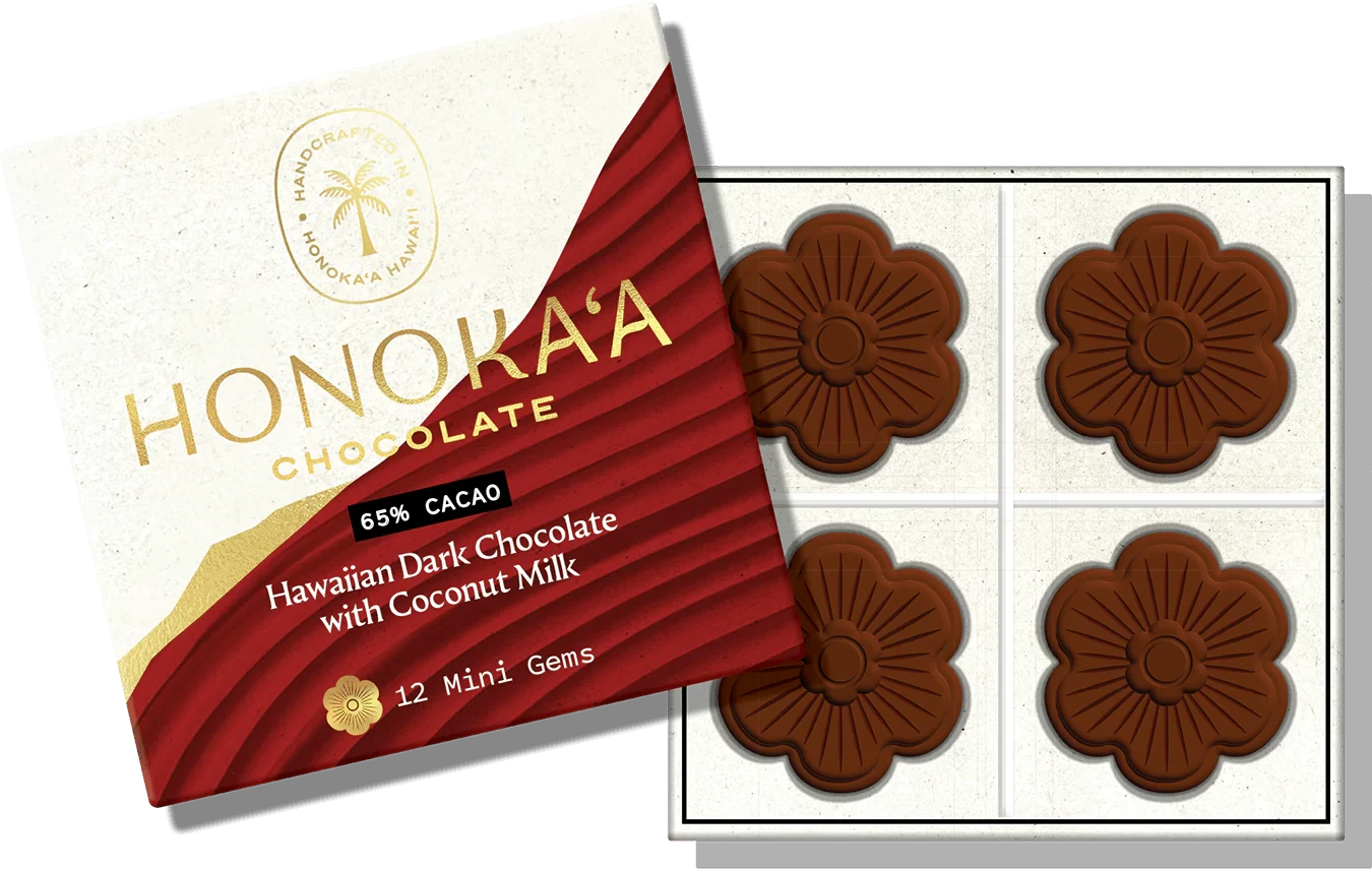 Floral Gem Box: Hawaiian Dark Chocolate with Coconut Milk